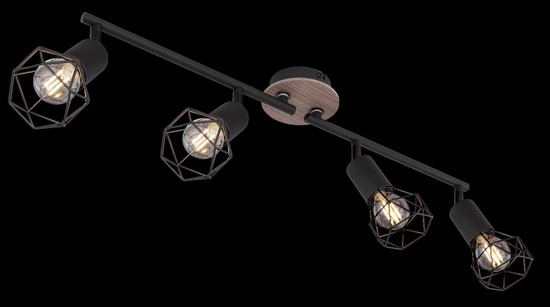 Globo Strahler Xara I 4-flammig E14 Schwarz Metall 60x21,5cm
