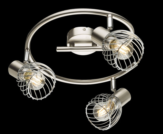 Globo Texas E14 Strahler 3-fach 40W Nickel Matt, Metall Ø8cm 54809-3