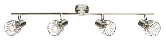 Globo Texas E14 Strahler 4-fach 40W Nickel Matt, Metall Ø8cm 54809-4