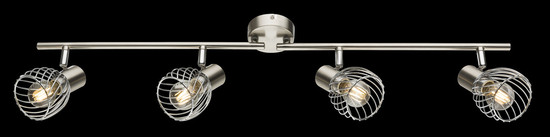 Globo Texas E14 Strahler 4-fach 40W Nickel Matt, Metall Ø8cm 54809-4