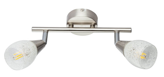 Globo Franziska E14 Strahler 2-fach 25W Nickel Matt, Metall Ø6,5cm 54813-2