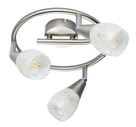 Globo Franziska E14 Strahler 3-fach 25W Nickel Matt, Metall 19cm 54813-3