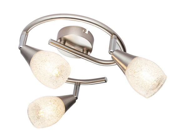 Globo Franziska E14 Strahler 3-fach 25W Nickel Matt, Metall 19cm 54813-3