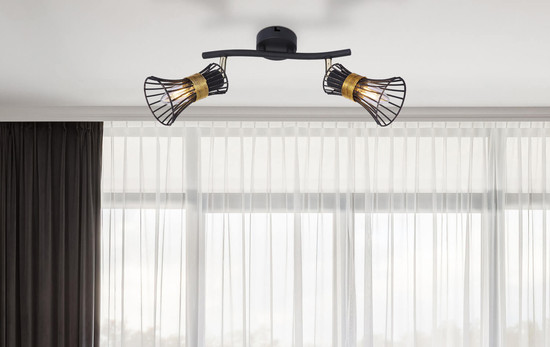 Globo Purra E14 Strahler 2-fach 40W Schwarz, Metall Ø9cm 54814-2