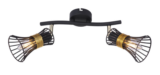 Globo Purra E14 Strahler 2-fach 40W Schwarz, Metall Ø9cm 54814-2