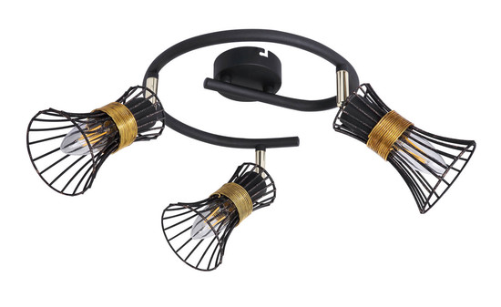 Globo Purra E14 Strahler 3-fach 40W Schwarz, Metall Ø9cm 54814-3