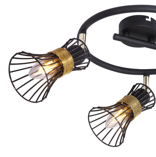 Globo Purra E14 Strahler 3-fach 40W Schwarz, Metall Ø9cm 54814-3