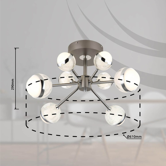 Globo LED Deckenleuchte Untsy 56W dimmbar Fernbedienung CCT warm-/tageslichtweiss Titanfarben gebürstet Metall Ø61cm