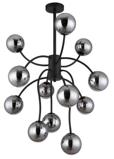 Globo LED Deckenleuchte Riha 12-flammig G9 LED 12x 3,5W warmweiss Schwarz matt rauchfarben Metall Glaskugeln Ø62cm