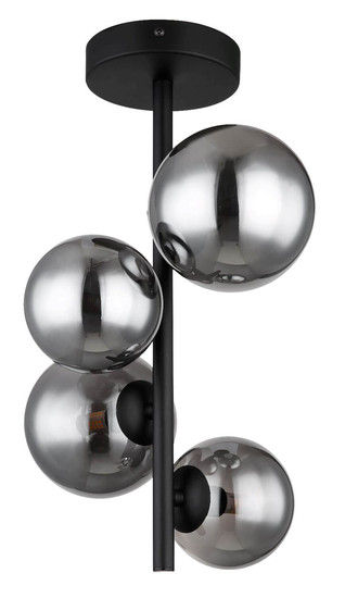 Globo LED Deckenleuchte Riha 4-flammig G9 LED 4x 3,5W warmweiss Schwarz matt rauchfarben Metall Glas Ø23,5cm