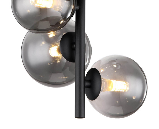 Globo LED Deckenleuchte Riha 4-flammig G9 LED 4x 3,5W warmweiss Schwarz matt rauchfarben Metall Glas Ø23,5cm