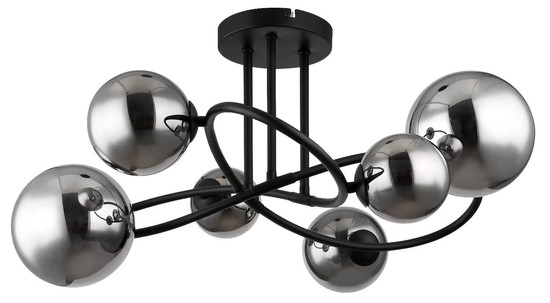 Globo LED Deckenleuchte Riha 6-flammig G9 LED 6x 3,5W warmweiss Schwarz matt rauchfarben Metall Glas Ø65cm