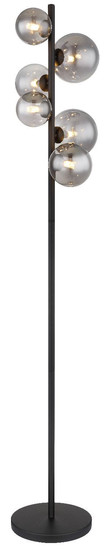 Globo LED Stehleuchte Riha 6-flammig G9 LED 6x 3,5W warmweiss Schwarz matt rauchfarben Metall Glas 155cm