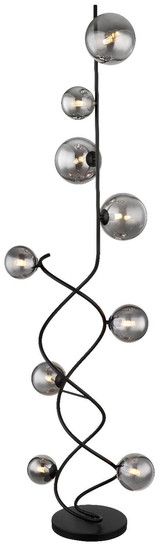 Globo LED Stehleuchte Riha 9-flammig G9 LED 9x 3,5W warmweiss Schwarz matt rauchfarben Metall Glas 162cm