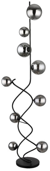 Globo LED Stehleuchte Riha 9-flammig G9 LED 9x 3,5W warmweiss Schwarz matt rauchfarben Metall Glas 162cm