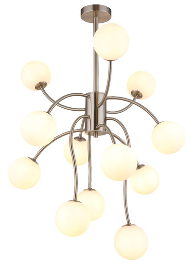 Globo LED Deckenleuchte Riha 12-flammig G9 LED 12x 3,5W warmweiss Nickel matt opal Metall Glaskugeln Ø62cm