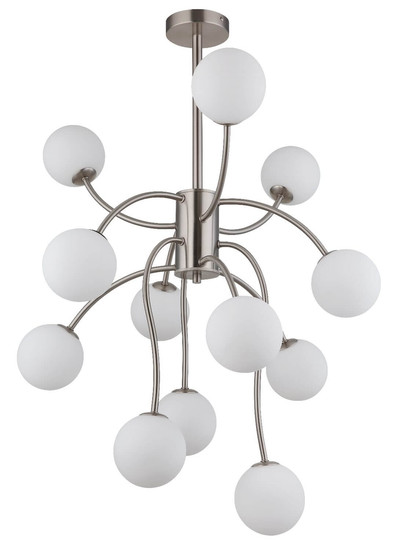 Globo LED Deckenleuchte Riha 12-flammig G9 LED 12x 3,5W warmweiss Nickel matt opal Metall Glaskugeln Ø62cm