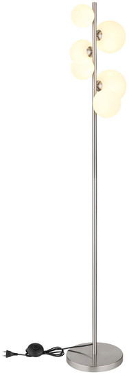 Globo Riha G9 Stehleuchte 6-fach 3,50W Warmweiß Nickel Matt, Metall 155cm 56140-6S