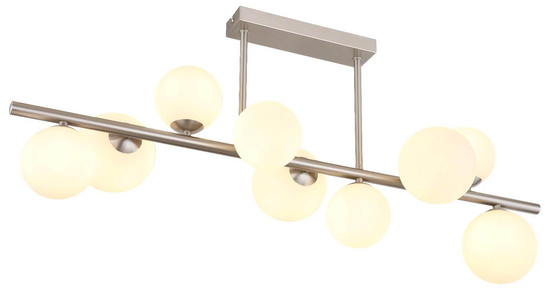 Globo LED Deckenleuchte Riha 9-flammig G9 LED 9x 3,5W warmweiss Nickel matt Metall Glas 87x37cm