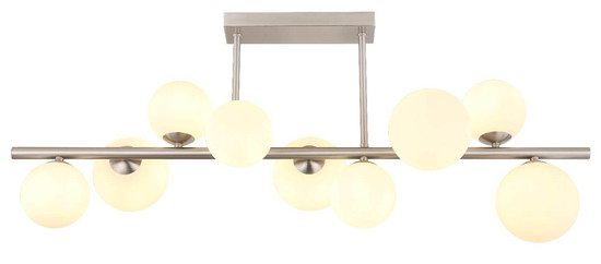 Globo LED Deckenleuchte Riha 9-flammig G9 LED 9x 3,5W warmweiss Nickel matt Metall Glas 87x37cm