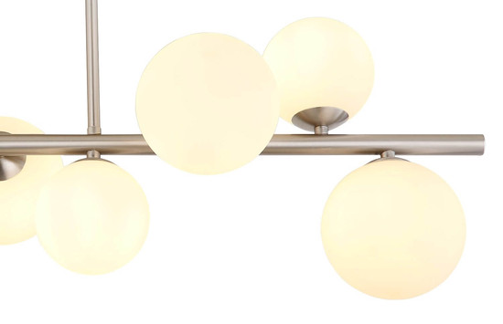 Globo LED Deckenleuchte Riha 9-flammig G9 LED 9x 3,5W warmweiss Nickel matt Metall Glas 87x37cm