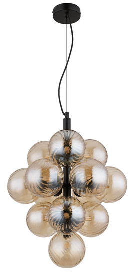 Globo Pendelleuchte Conor 13-flammig G9 Schwarz matt amber Metall Glaskugeln Ø39,5cm