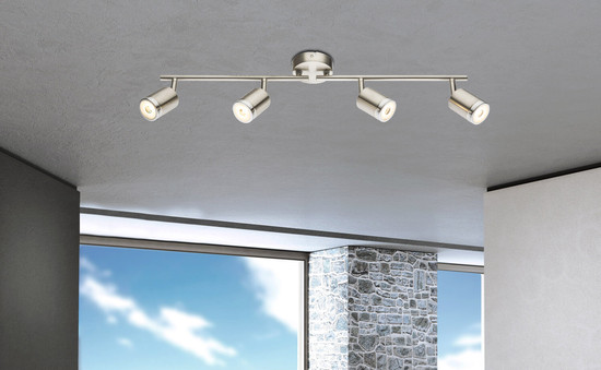 Globo Comore LED LED Strahler 4-fach 4W Warmweiß Nickel Matt, Metall Ø5,2cm 56958-4