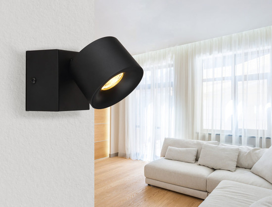 Globo Rae LED LED Strahler 6W Warmweiß Schwarz Matt, Metall Ø7,2cm 56961-1B