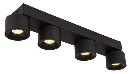 Globo Rae LED LED Strahler 4-fach 6W Warmweiß Schwarz Matt, Metall Ø7,2cm 56961-4B