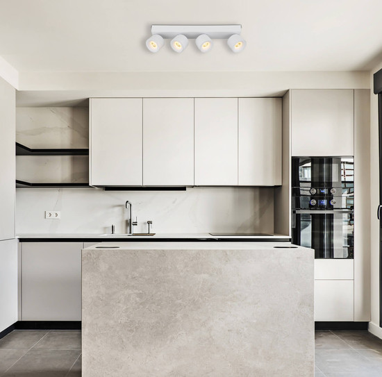 Globo Rae LED LED Strahler 4-fach 6W Warmweiß Weiß Matt, Metall Ø7,2cm 56961-4W