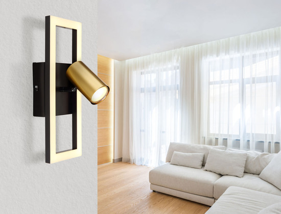 Globo Marrie LED Wandleuchte 12W Warmweiß Schwarz Matt, Metall 35cm 57032-1