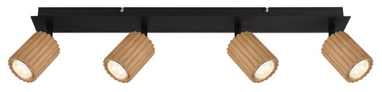 Globo Wenzel GU10 Strahler 4-fach 5W Schwarz Matt, Metall Ø6,5cm 57037-4