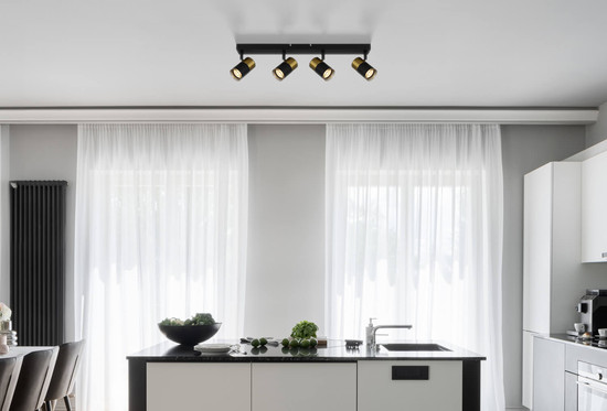 Globo Brisbon GU10 Strahler 4-fach 25W Schwarz Matt, Metall Ø5,5cm 57850-4