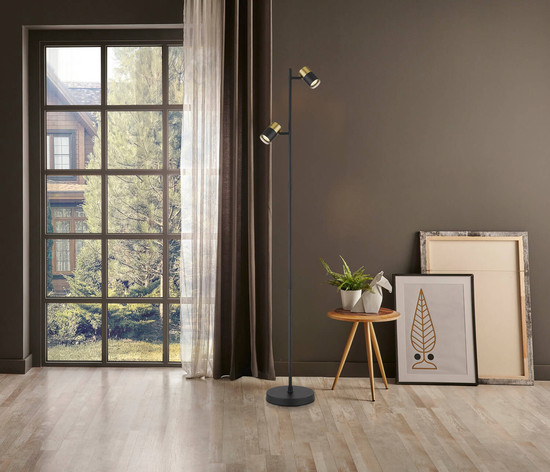 Globo Brisbon GU10 Stehleuchte 2-fach 5W Schwarz Matt, Metall Ø5,5cm 57850S