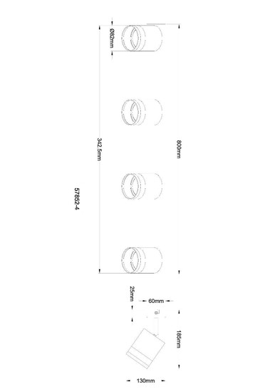 Globo LED Strahler Lucero 4-flammig GX53 LED 4x 7W warmweiss Schwarz matt Metall 80x18,5cm