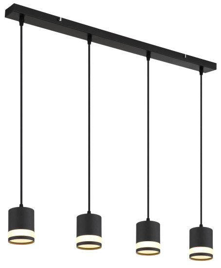 Globo Lucero GX53 Hängeleuchte 4-fach 7W Warmweiß Schwarz Matt, Metall Ø8,2cm 57852-4H