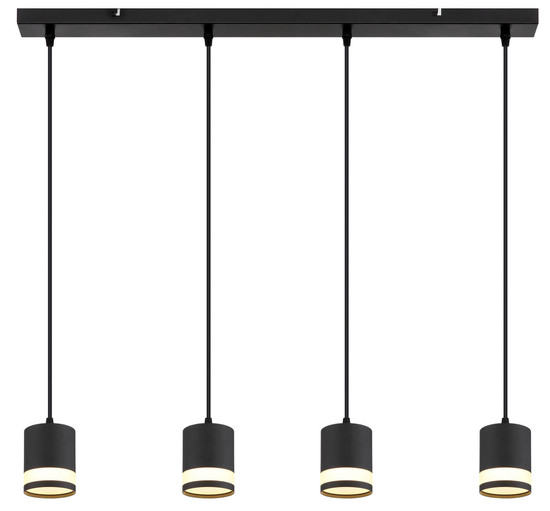 Globo Lucero GX53 Hängeleuchte 4-fach 7W Warmweiß Schwarz Matt, Metall Ø8,2cm 57852-4H