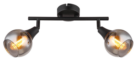 Globo Glyptar E14 Strahler 2-fach 40W Schwarz Matt, Metall Ø9cm 57904-2