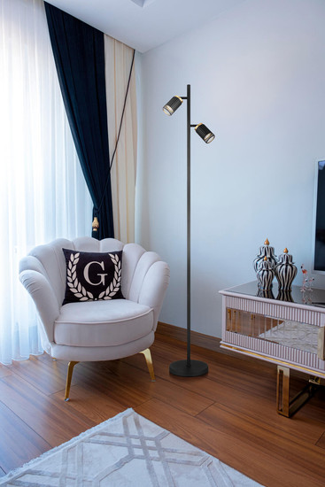 Globo Korben GU10 Stehleuchte 2-fach 5W Schwarz Matt, Metall Ø6cm 57906S