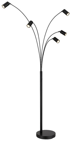 Globo Stehleuchte Robby 5-flammig GU10 Schwarz matt Metall 204cm