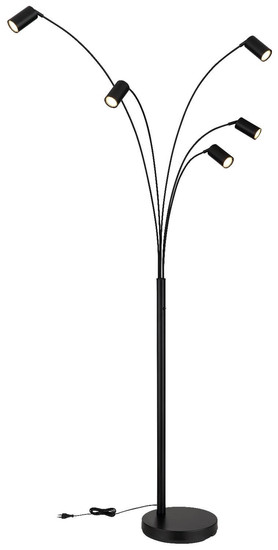 Globo Stehleuchte Robby 5-flammig GU10 Schwarz matt Metall 204cm