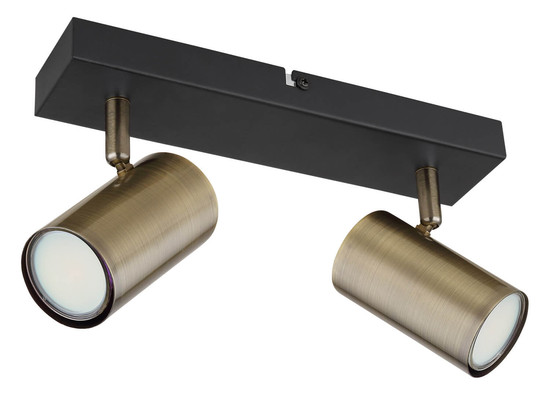 Globo Robby GU10 Strahler 2-fach 35W Schwarz Matt, Metall Ø5,5cm 57911-2M