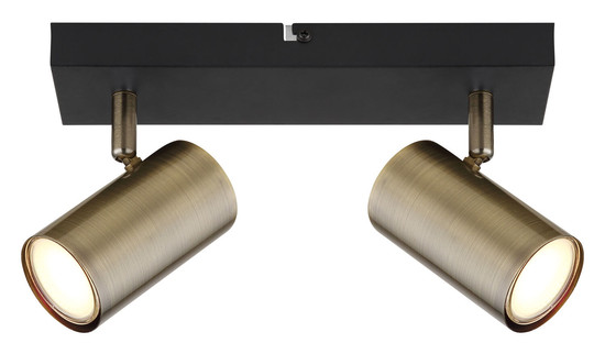 Globo Robby GU10 Strahler 2-fach 35W Schwarz Matt, Metall Ø5,5cm 57911-2M