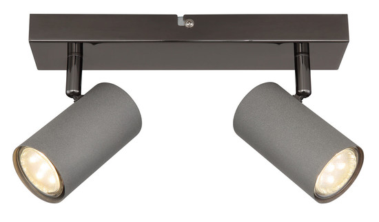 Globo Robby GU10 Strahler 2-fach 35W Schwarz-Chrom, Metall Ø5,5cm 57911-2S