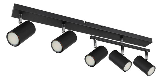 Globo Robby GU10 Strahler 5-fach 35W Schwarz Matt, Metall Ø5,2cm 57911-5B