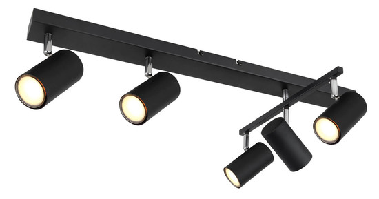 Globo Robby GU10 Strahler 5-fach 35W Schwarz Matt, Metall Ø5,2cm 57911-5B