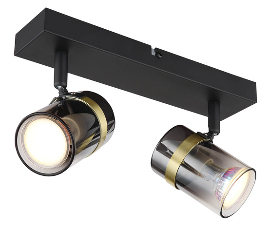 Globo Trabby GU10 Strahler 2-fach 8W Schwarz Matt, Metall Ø6cm 57916-2