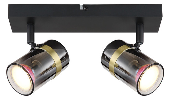 Globo Trabby GU10 Strahler 2-fach 8W Schwarz Matt, Metall Ø6cm 57916-2