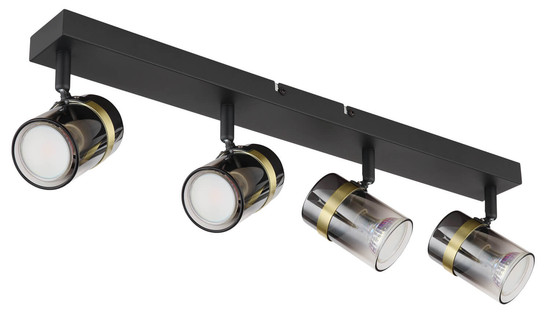 Globo Trabby GU10 Strahler 4-fach 8W Schwarz Matt, Metall Ø6cm 57916-4