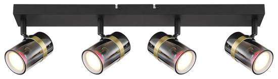 Globo Trabby GU10 Strahler 4-fach 8W Schwarz Matt, Metall Ø6cm 57916-4